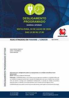 Aviso de Desligamento Programado - 24/07/20 - INTERIOR / PANAMBI / CONDOR