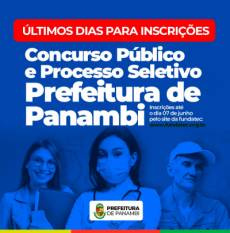 Últimos dias para inscrições no Concurso Público e Processo Seletivo da Prefeitura de Panambi