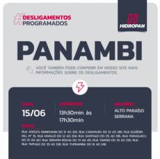 DESLIGAMENTO PROGRAMADO | PANAMBI | 15/06 | 13H30 ÀS 17H30 
