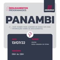 DESLIGAMENTO PROGRAMADO | PANAMBI | 13/07 | 06H ÀS 08H
