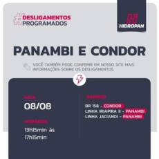 Aviso de Desligamento Programado - 08/08/22 - 13:15 / 17:15 / PANAMBI e CONDOR