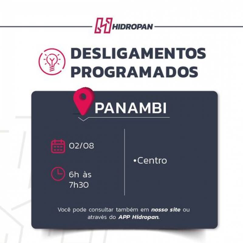 Desligamento de energia programado 02/08/2024  em Panambi