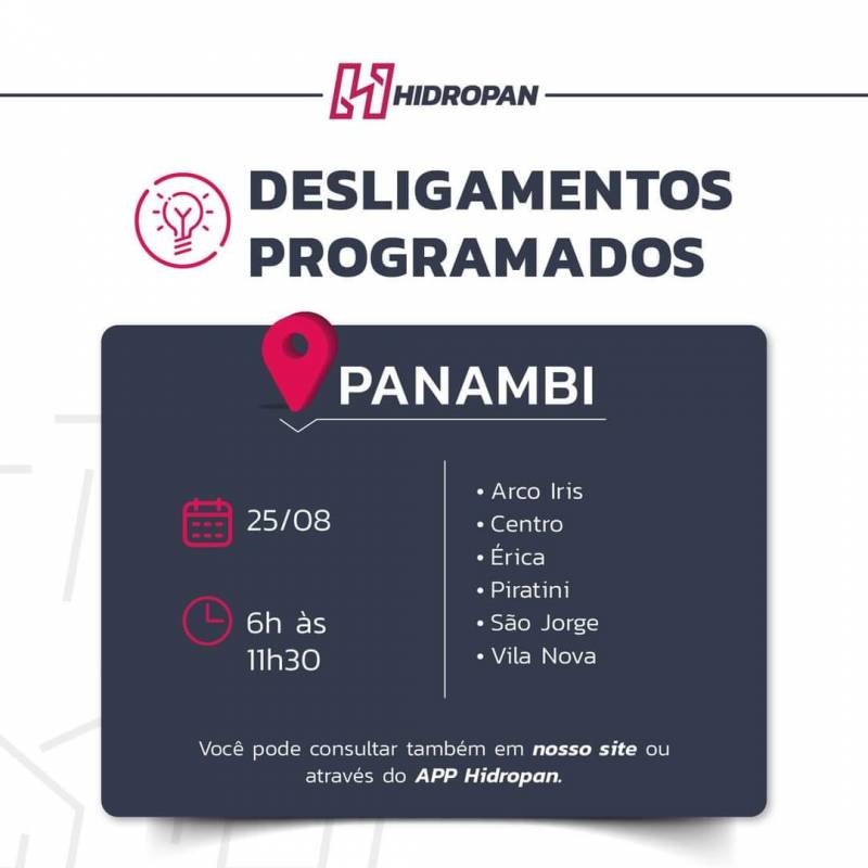 DESLIGAMENTO DE ENERGIA PROGRAMADO PARA PANAMBI