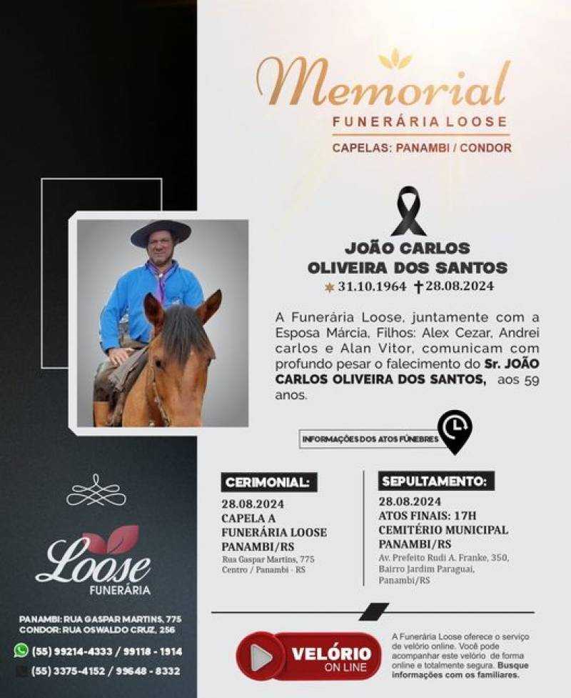 Funerária Loose comunica falecimento em Panambi