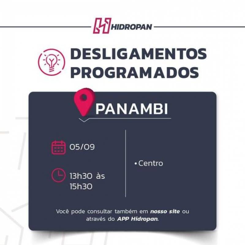 Desligamento de energia programado 05/09/2024  em Panambi