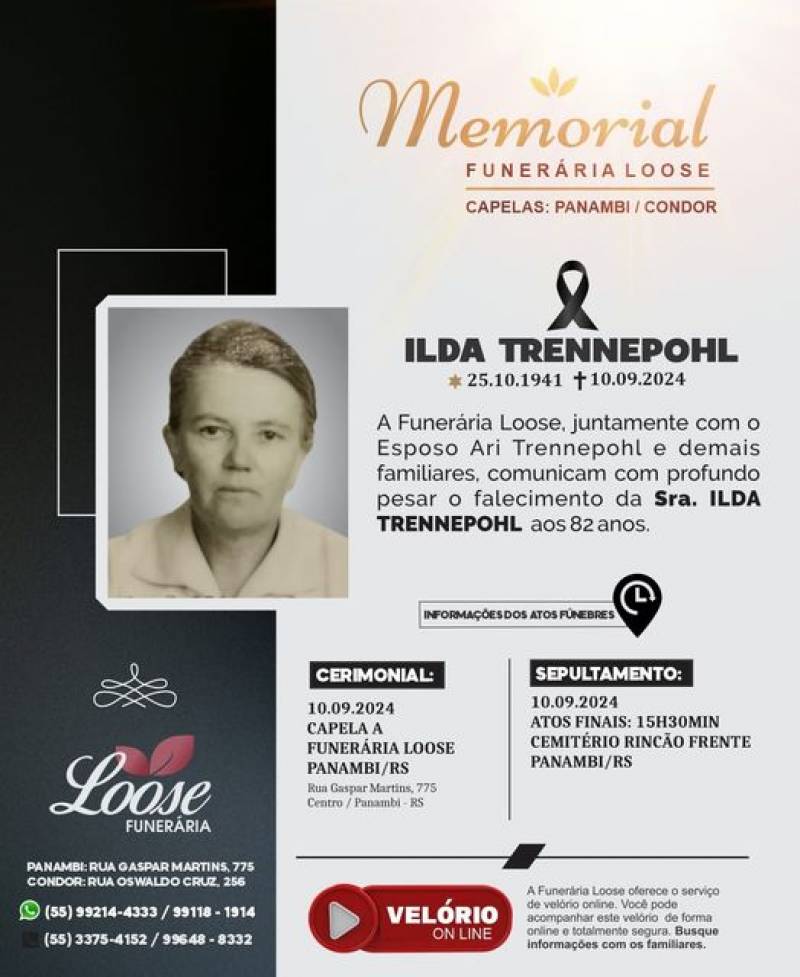 Funerária Loose comunica falecimento em Panambi