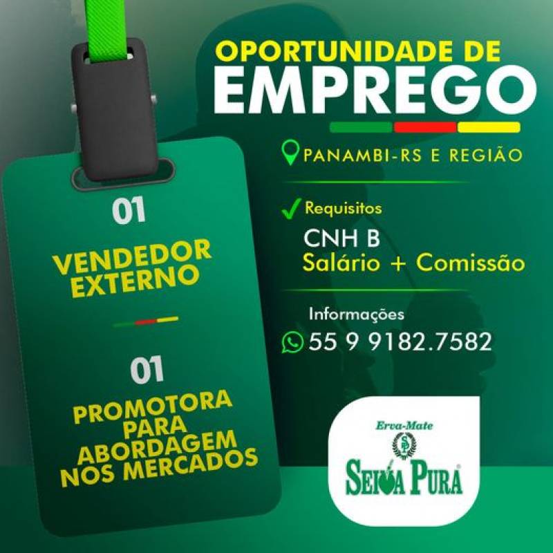 Oportunidade de trabalho para Panambi e região!