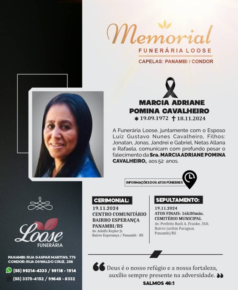 Funerária Loose comunica falecimento em Panambi