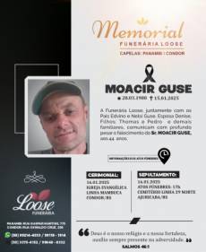 Funerária Loose comunica falecimento em Condor 