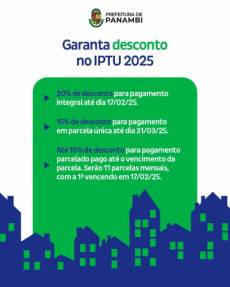 Panambi | Pagamento em dia do IPTU 2025 pode garantir até 20% de desconto