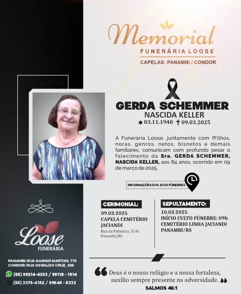 Funerária Loose comunica falecimento em Panambi