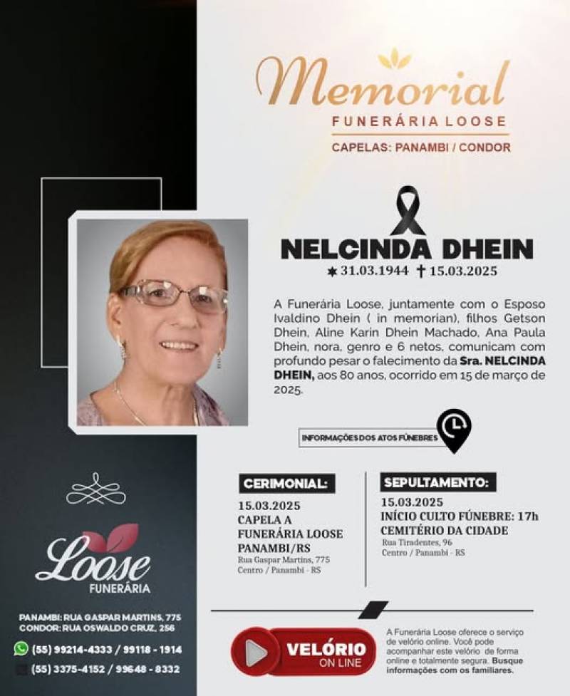 Funerária Loose comunica falecimento em Panambi