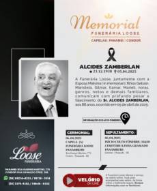 Funerária Loose comunica falecimento em Panambi
