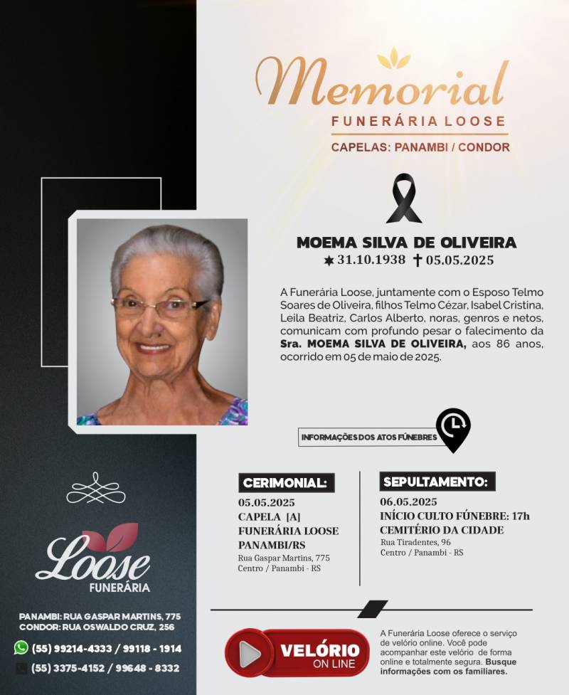 FUNERÁRIA LOOSE COMUNICA FALECIMENTO EM PANAMBI