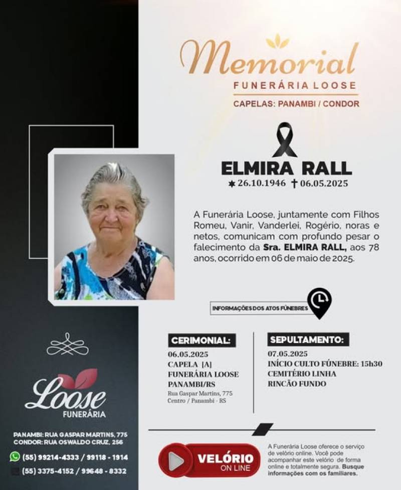 Funerária Loose comunica falecimento em Panambi