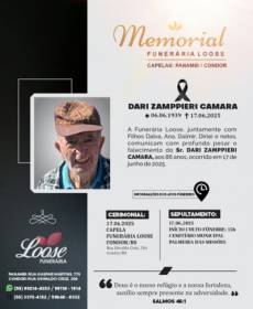 Funerária Loose comunica falecimento em Condor