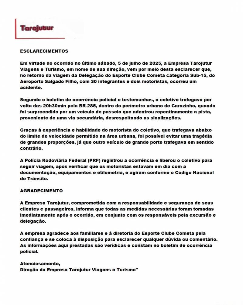 NOTA DE ESCLARECIMENTO!