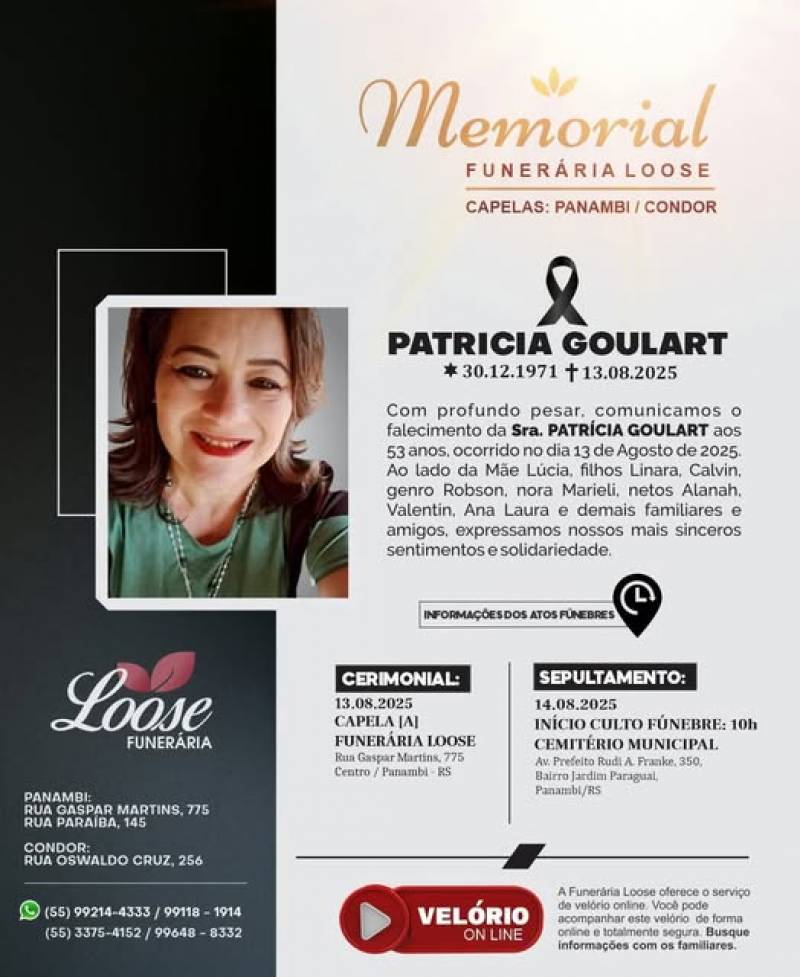 Funerária Loose comunica falecimento em Panambi